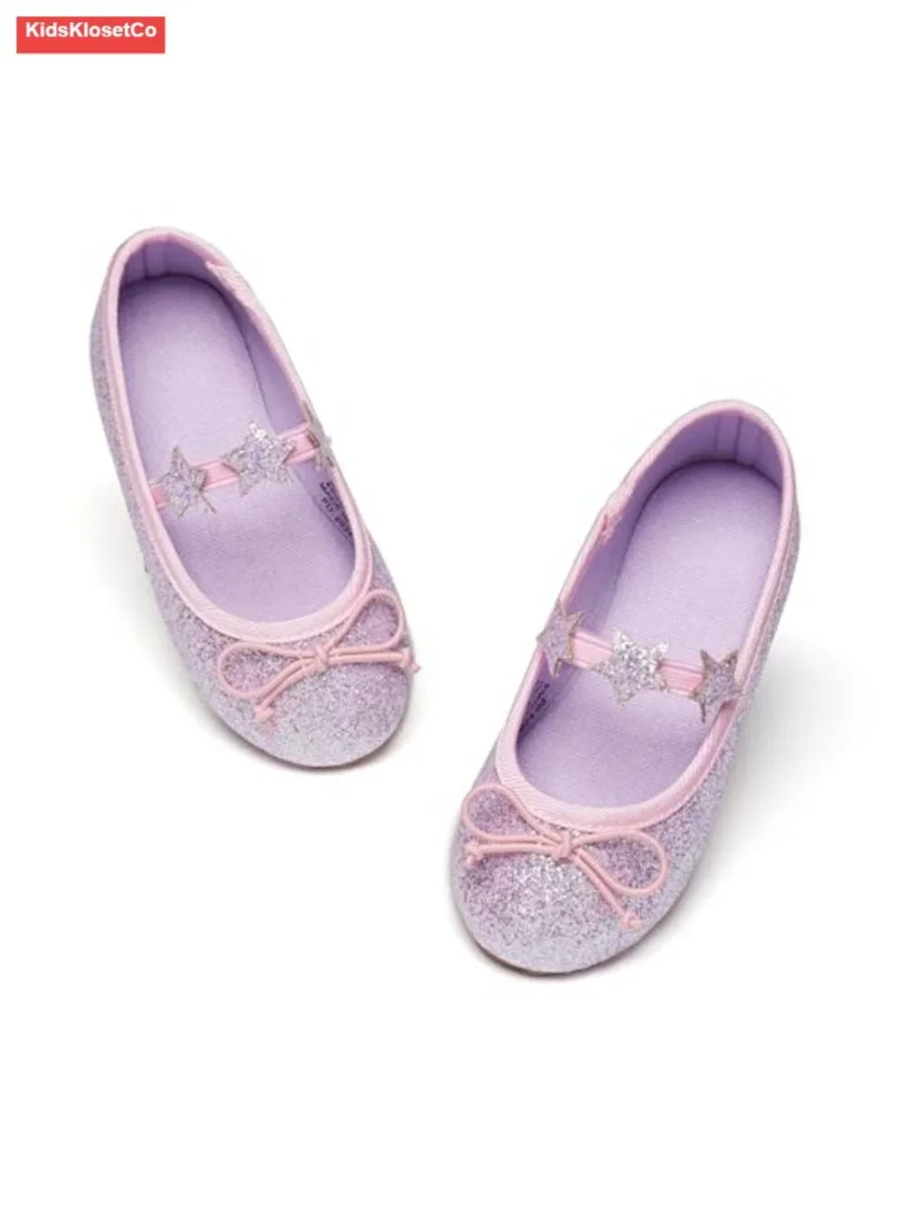 Toddler Girls Mary Jane Flats Ballerina Dress Shoes with Glitter Sparkle